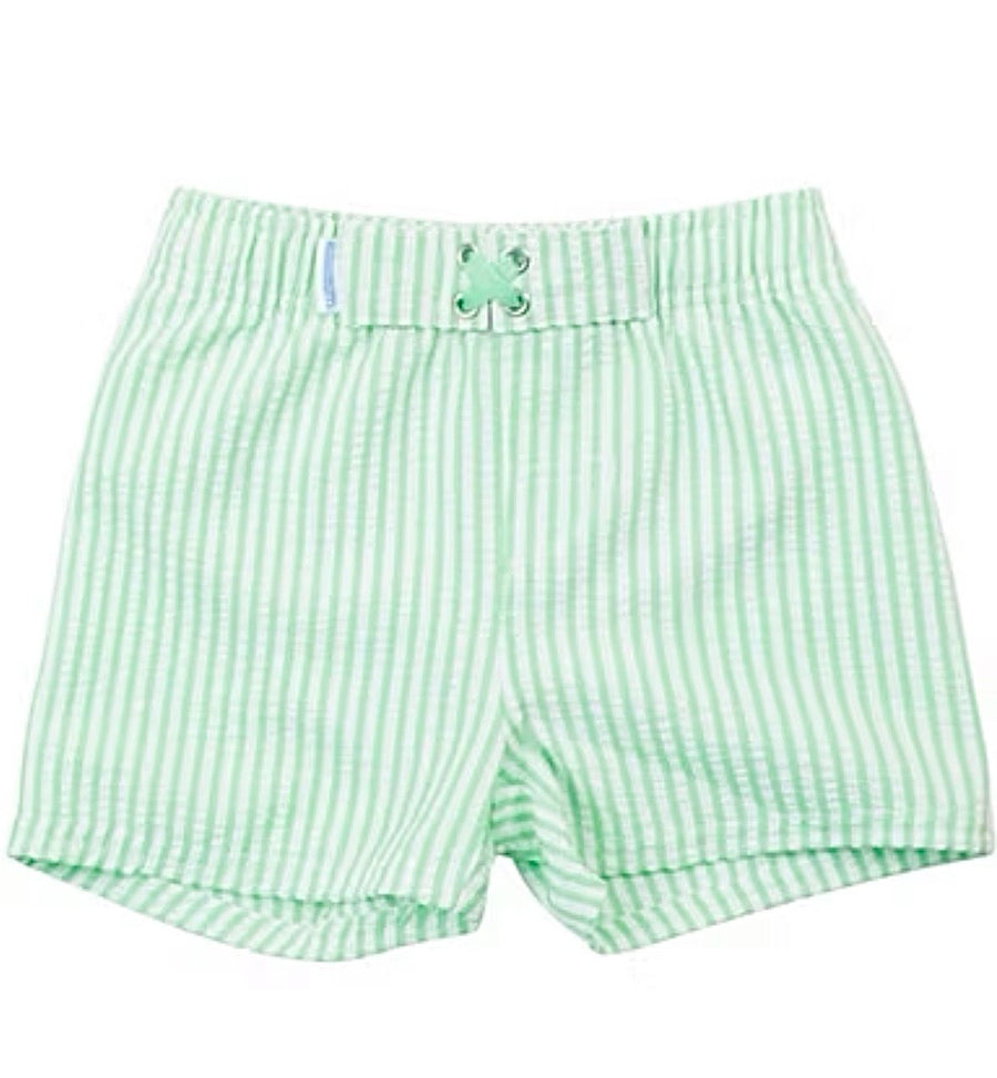 Spring Green Seersucker Swim Trunks