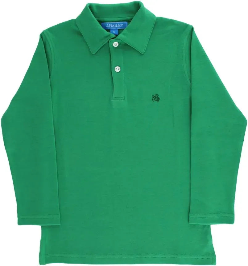 Long Sleeve Polo in Kelly Green