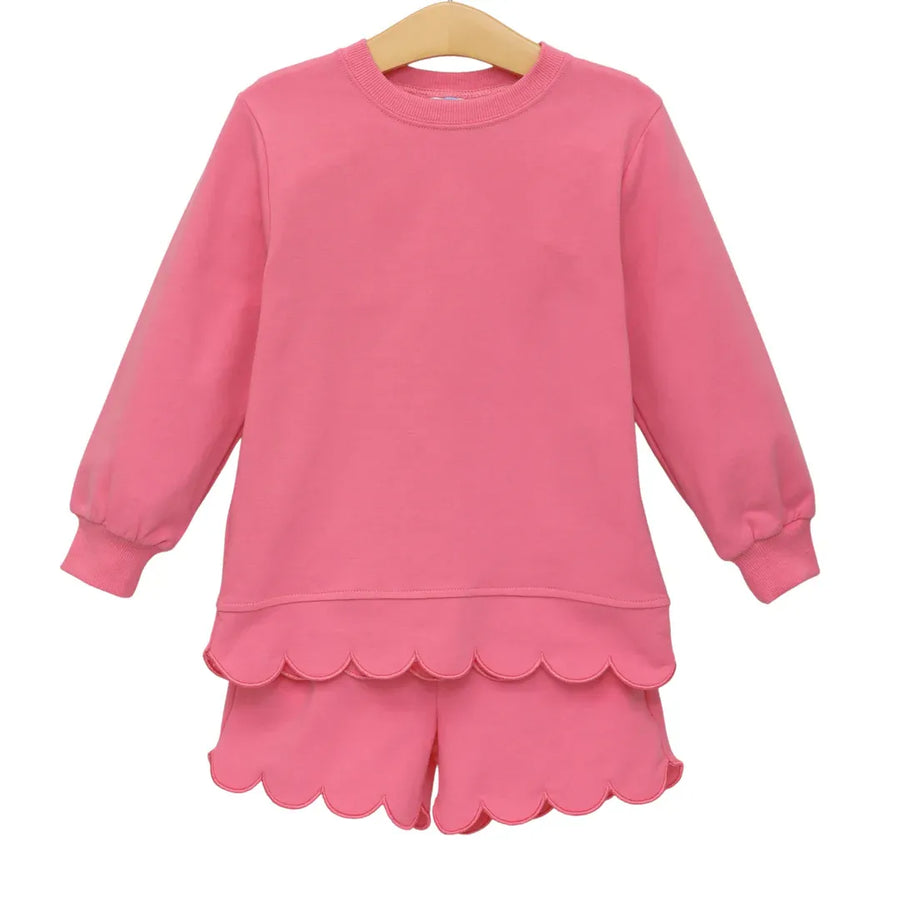 Sophia Scalloped Pink Pant Set