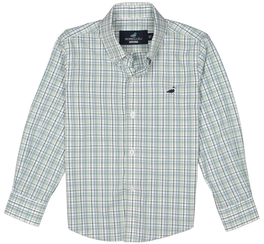 Boys Seasonal Sportshirt In Sage Stream