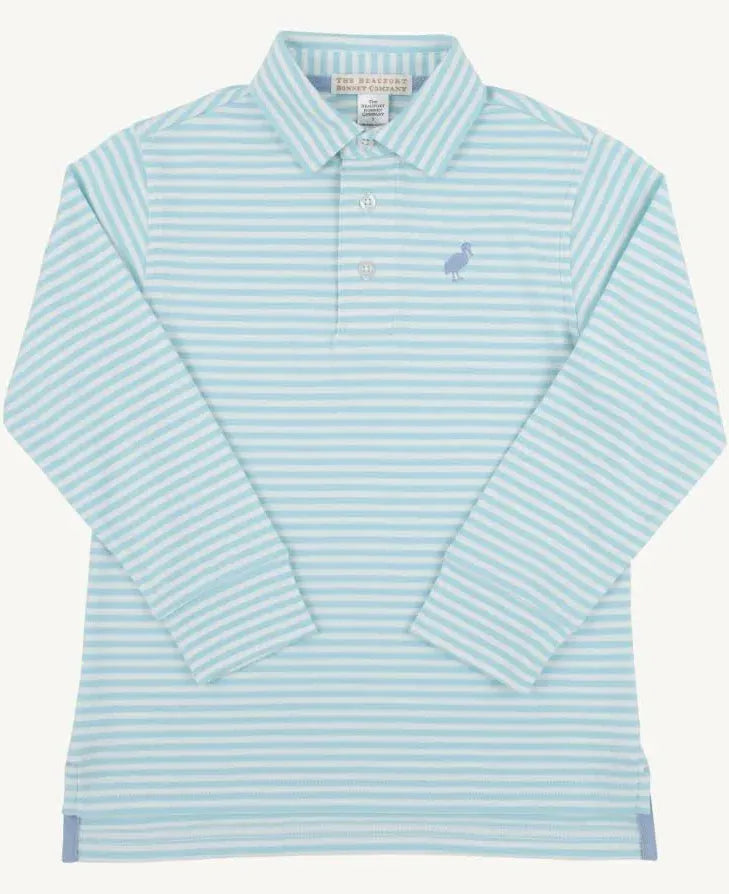 Bellhaven Blue Stripe LS Prim and Proper Polo