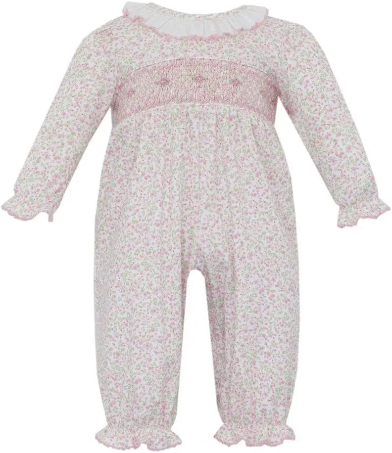 Harper Tiny Pink Floral Knit Bishop Footie