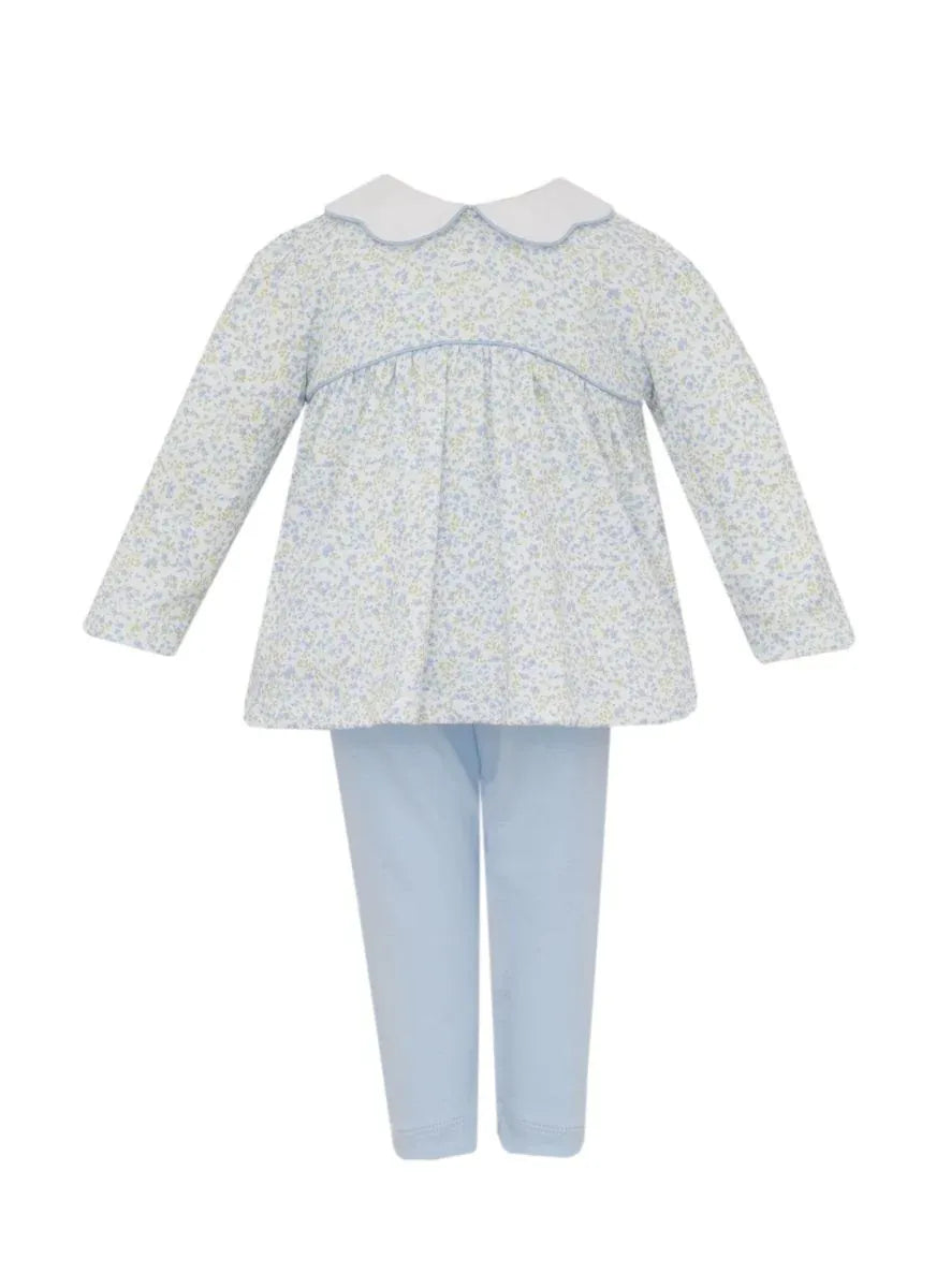 Caroline Tiny Blue Floral Knit Set w/ Leggings