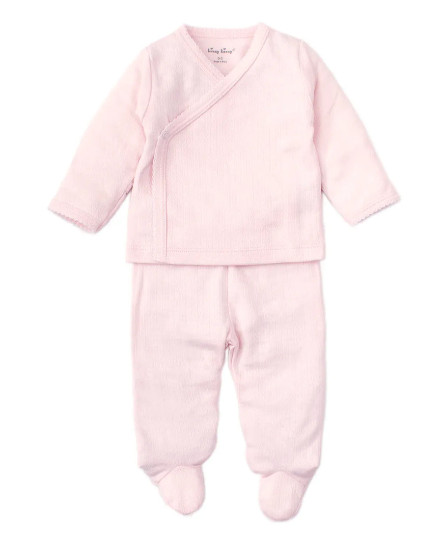 Pink Pointelle Cross Tee and Pant Set