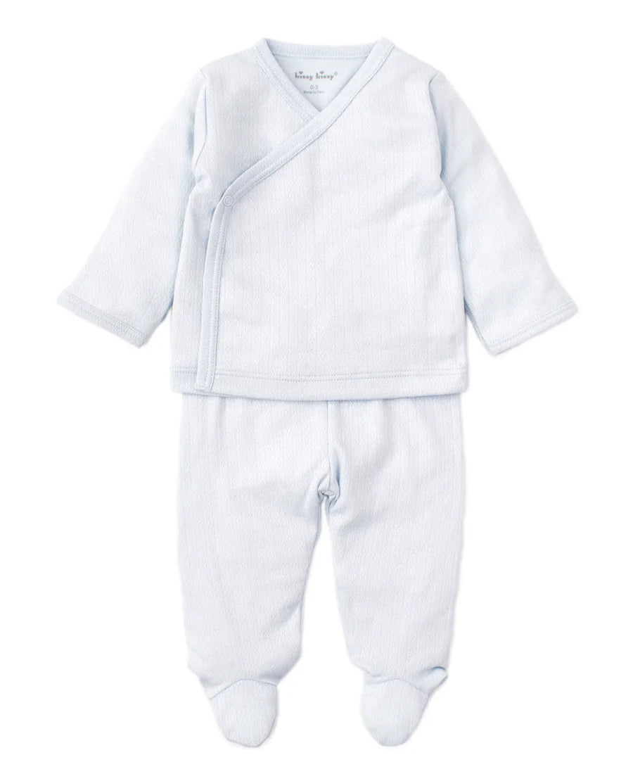 Light Blue Pointelle Cross Tee and Pant Set