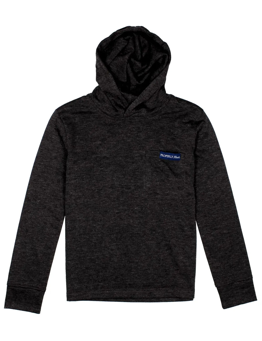 Boys Portland Hoodie in Black Heather