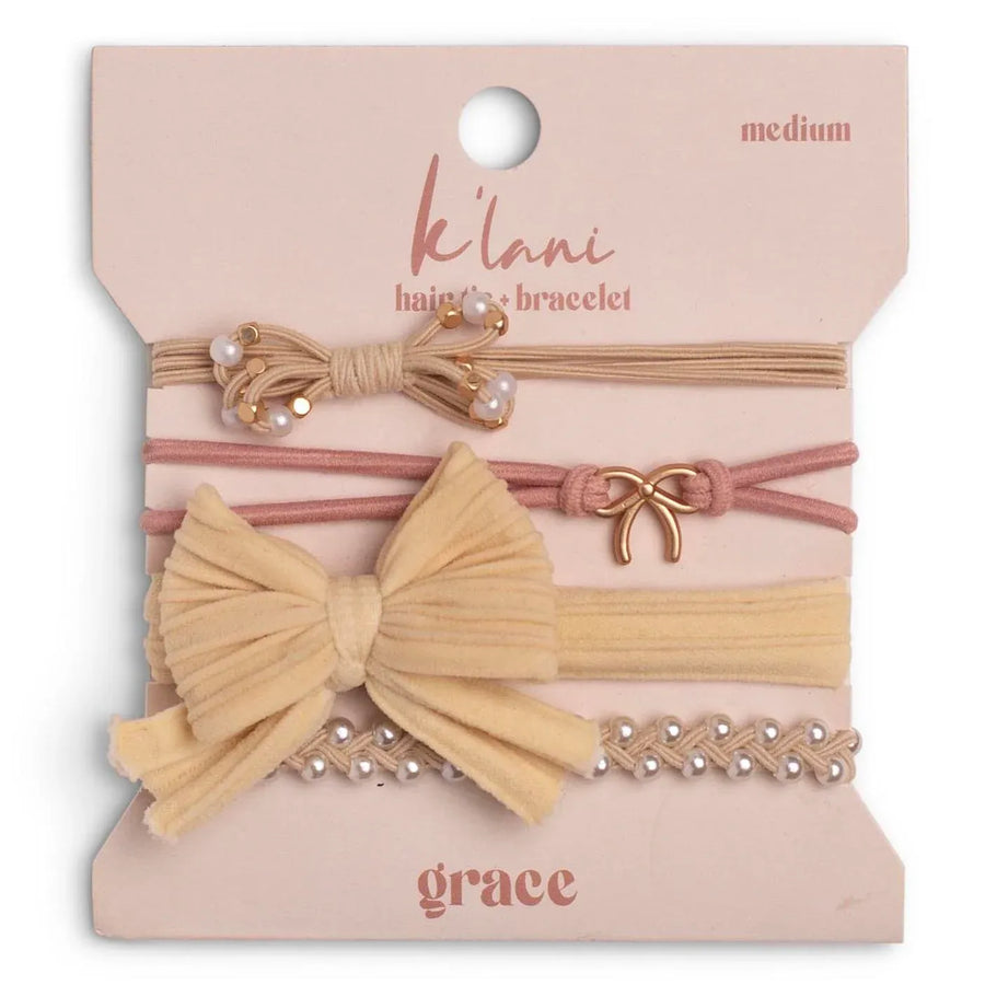 "Grace" Pink Pearls and Bows Bracelet