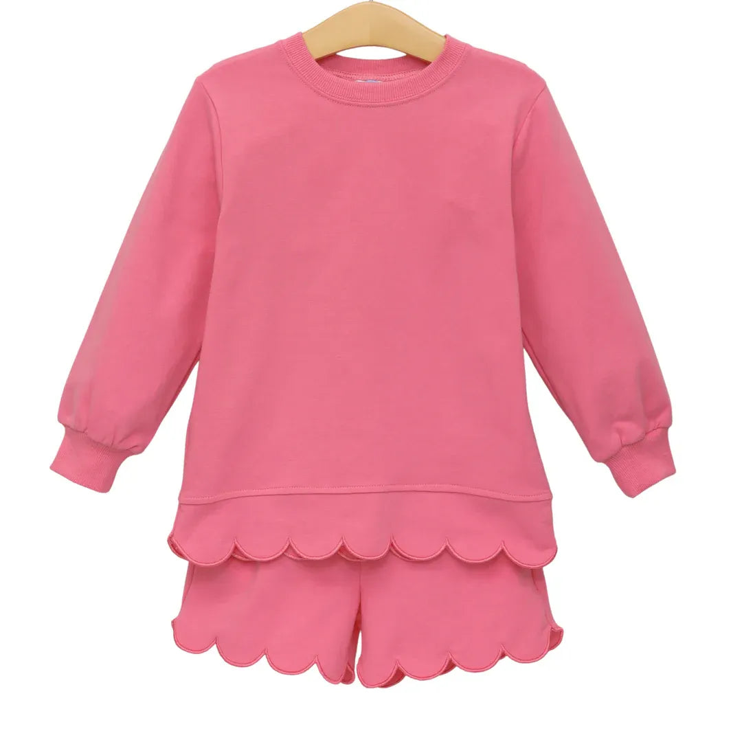 Sophia Scalloped Pink Pant Set