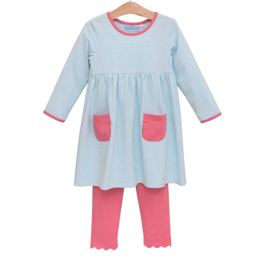 Pink Stripe/Mint Pant Set