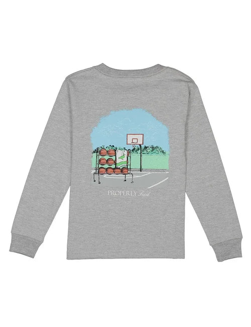 Boys Basketball Long Sleeve in Heather Grey