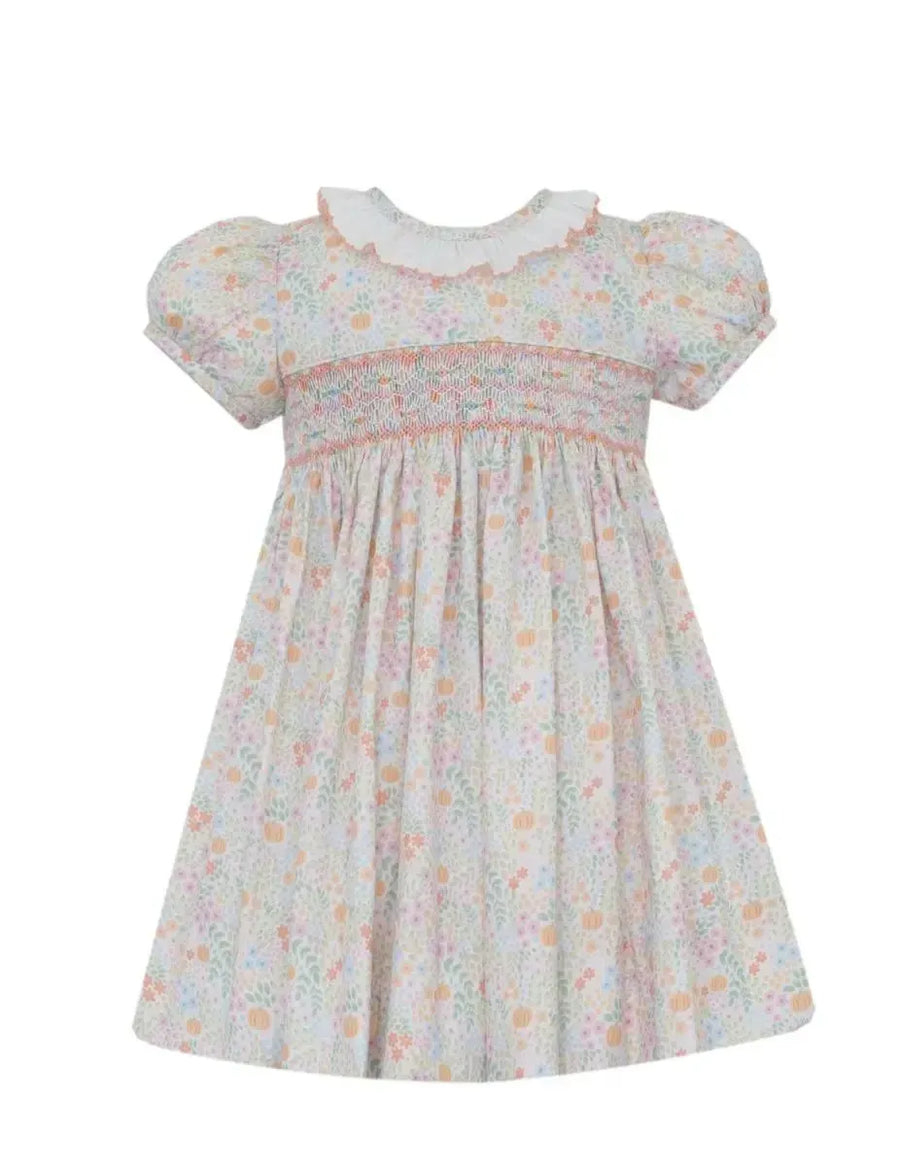 Pumpkin Print Multicolor Floral Dress