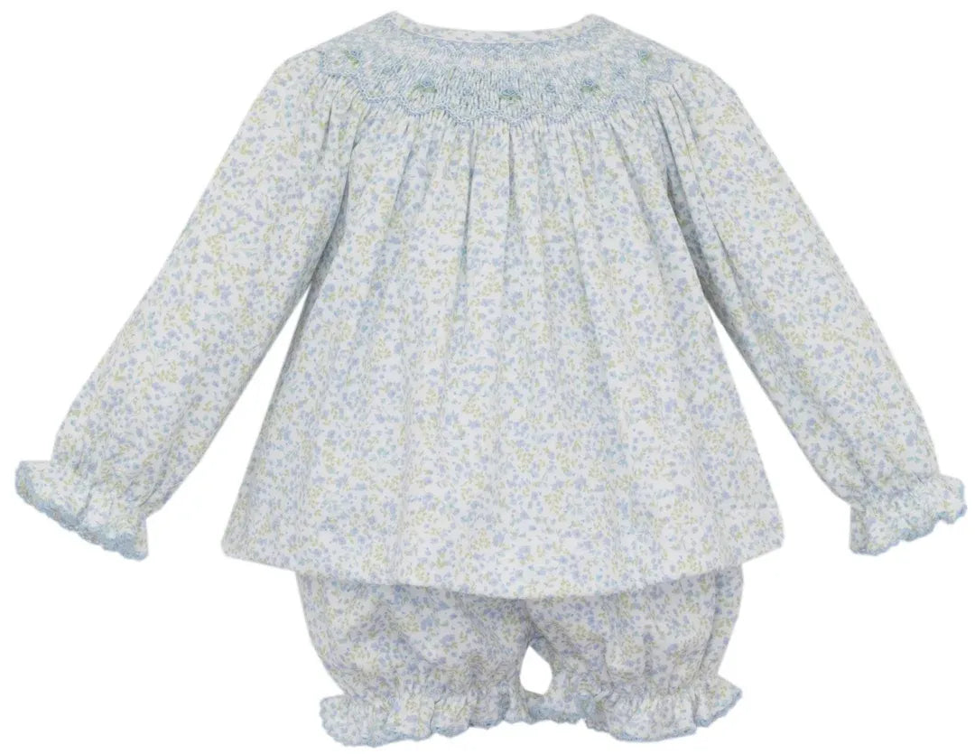 Caroline Tiny Blue Floral Knit Bishop Set
