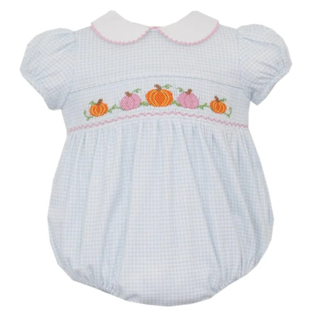 Pumpkin Girl's Knit Gingham Bubble